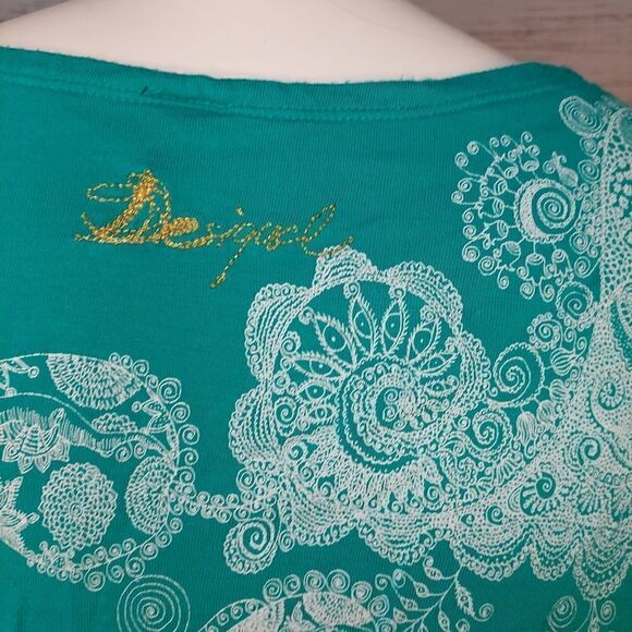 Vintage 90s Dress, Desiqual, Turquoise Floral Print Womans - Picture 9 of 12